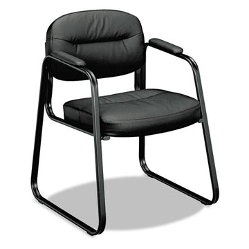 HON® Hvl653 Leather Guest Chair, 22.25" X 23" X 32", Black freeshipping - TVN Wholesale
